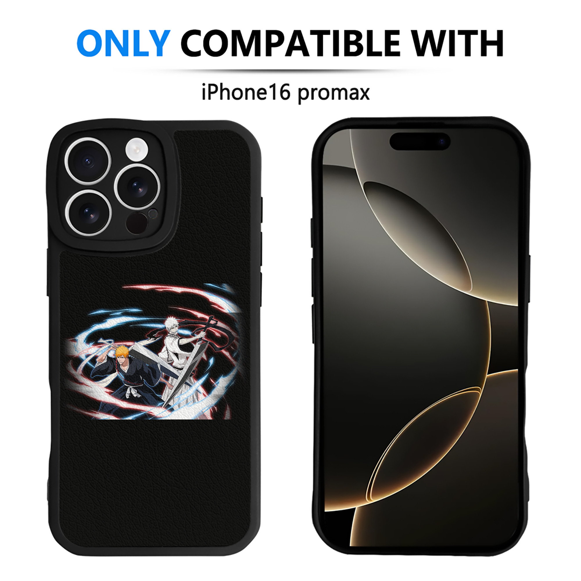ブリーチ 黒崎一護（くろさき いちご）BLEACH Kurosaki Ichigo 【iPhone 16シリーズ対応】シリコンスマホケース（レザー調） 材質：シリコン
